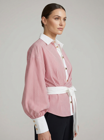 Ruœgy Chemise Rayée Ceinturée Femme