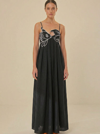 Ruœgy Robe Longue Brodée Femme