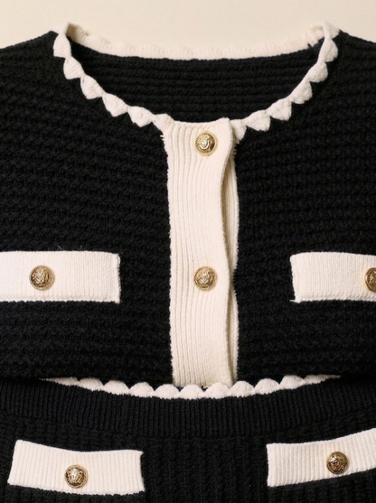 Ruœgy Cardigan Tricot Et Jupe Set Femme