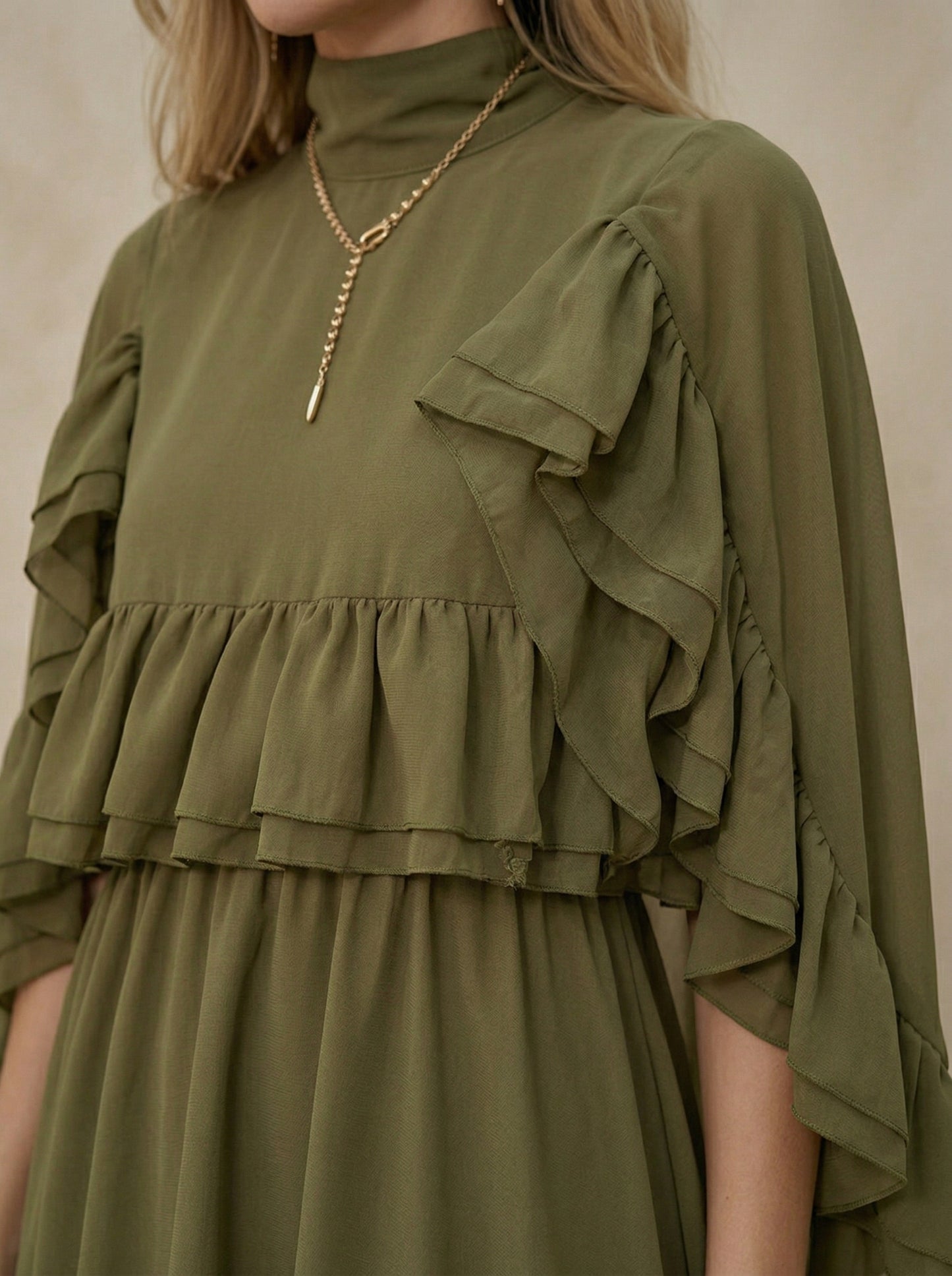 Ruœgy Robe à Volants En Mousseline Femme