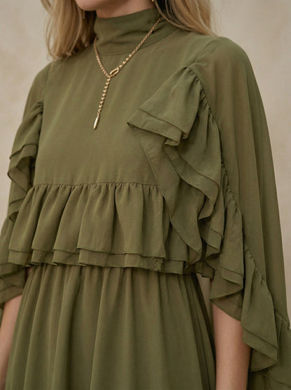 Ruœgy Robe à Volants En Mousseline Femme