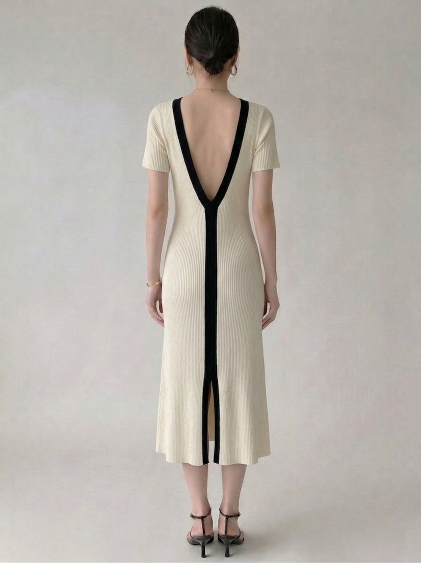 Ruœgy Robe Pull Midi Col V Femme