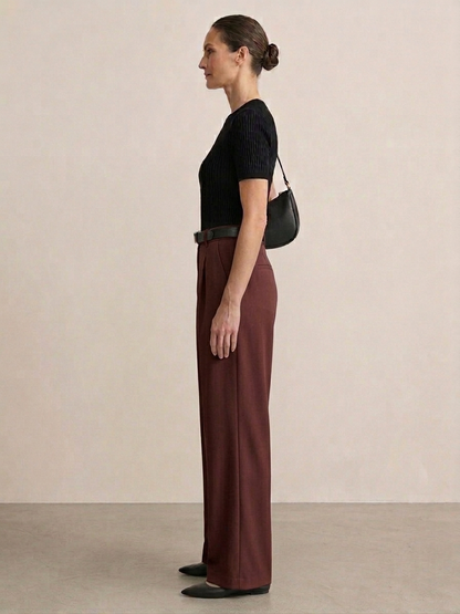 Ruœgy Pantalon Haute á Jambes Larges Femme