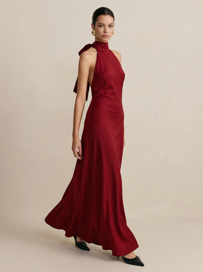 Ruœgy Robe Satin Dos Nu Longue Femme