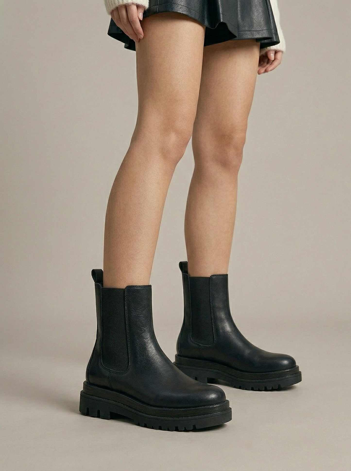 Ruœgy Bottes Plateforme Noires Femme