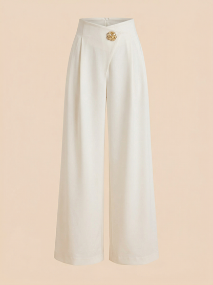 Ruœgy Pantalon Taille Haute à Jambes Larges Femme
