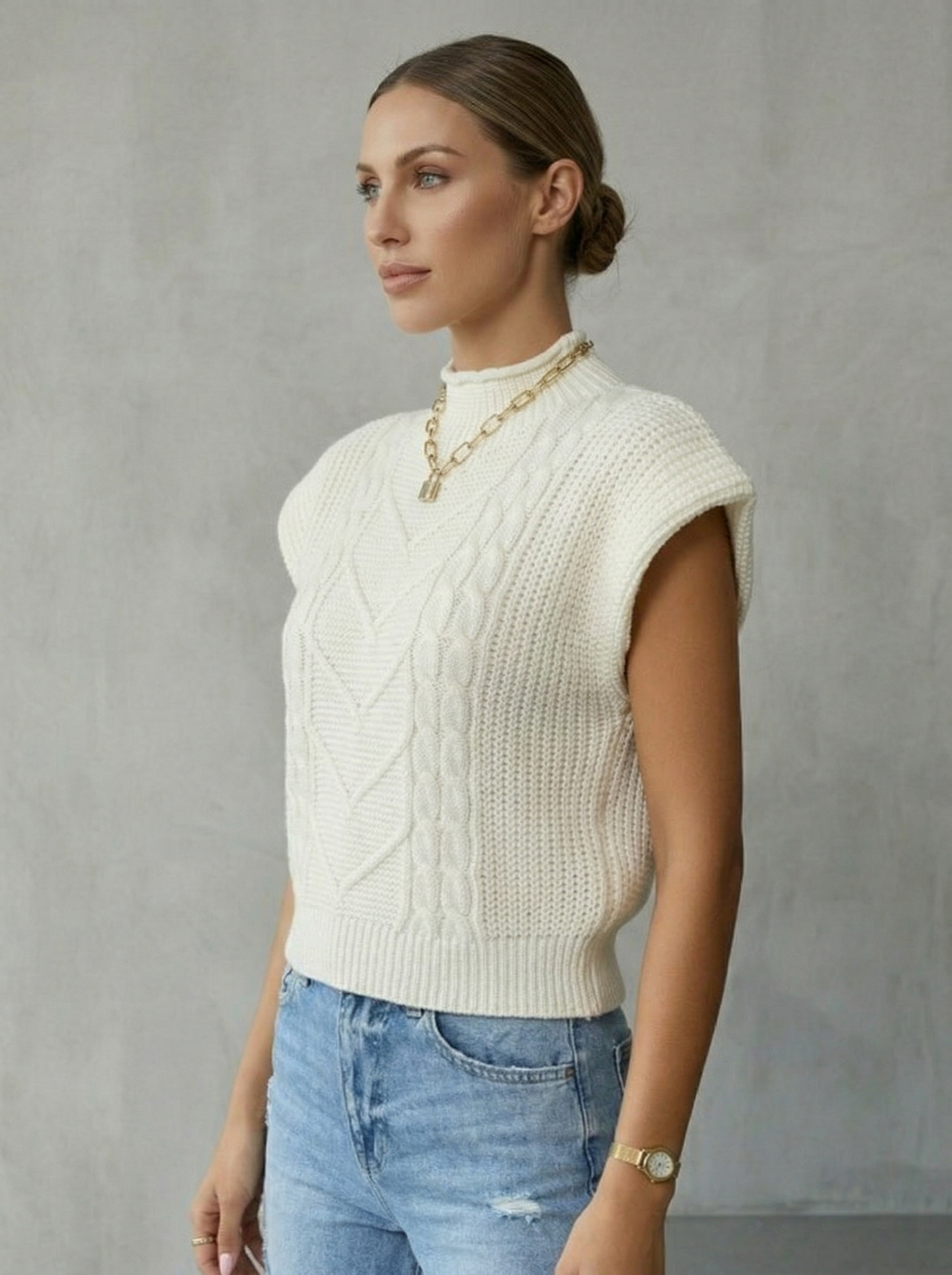 Ruœgy Pull Sans Manches Maille Femme