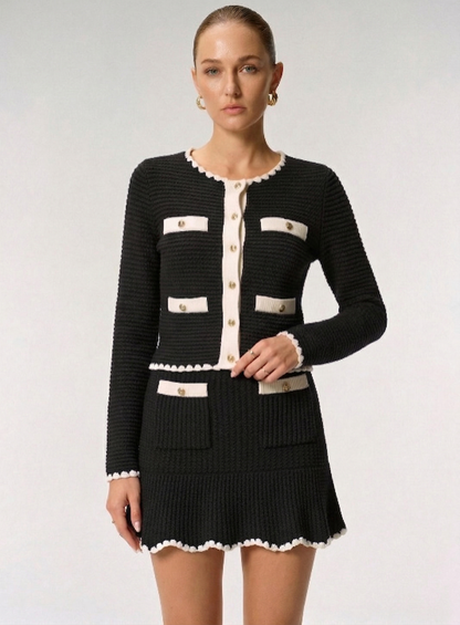 Ruœgy Cardigan Tricot Et Jupe Set Femme