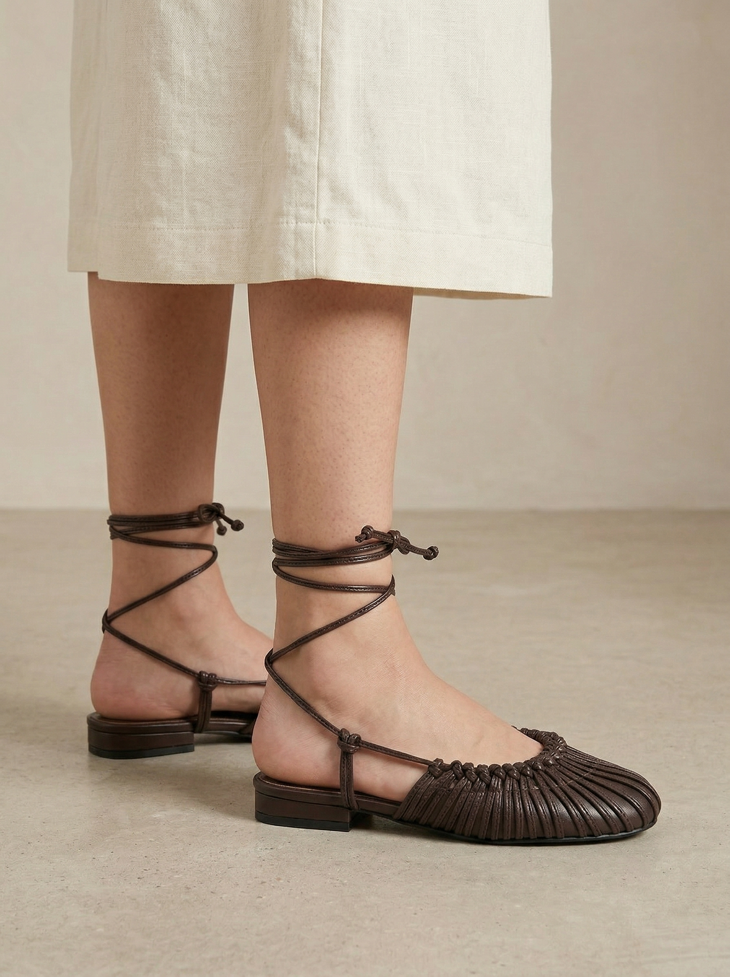Ruœgy Sandales Cuir Tressé À Lacets Femme