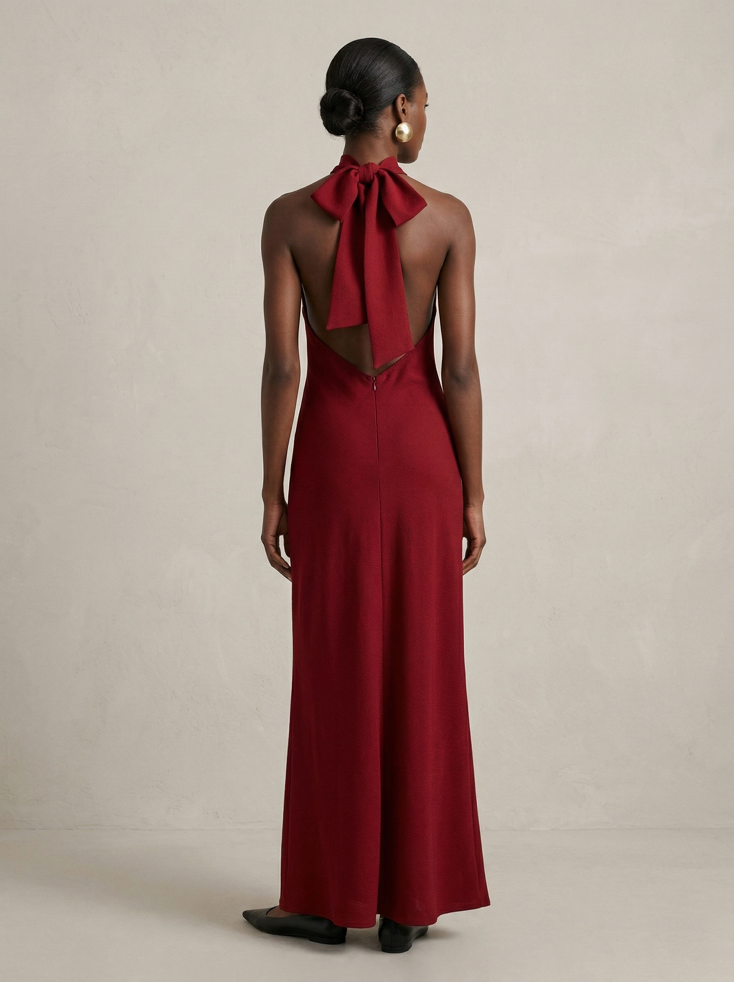 Ruœgy Robe Satin Dos Nu Longue Femme