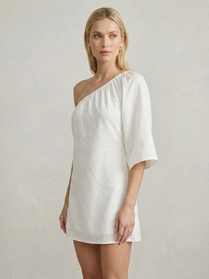 Ruœgy Robe Courte En Lin à Épaules Dénudées Femme