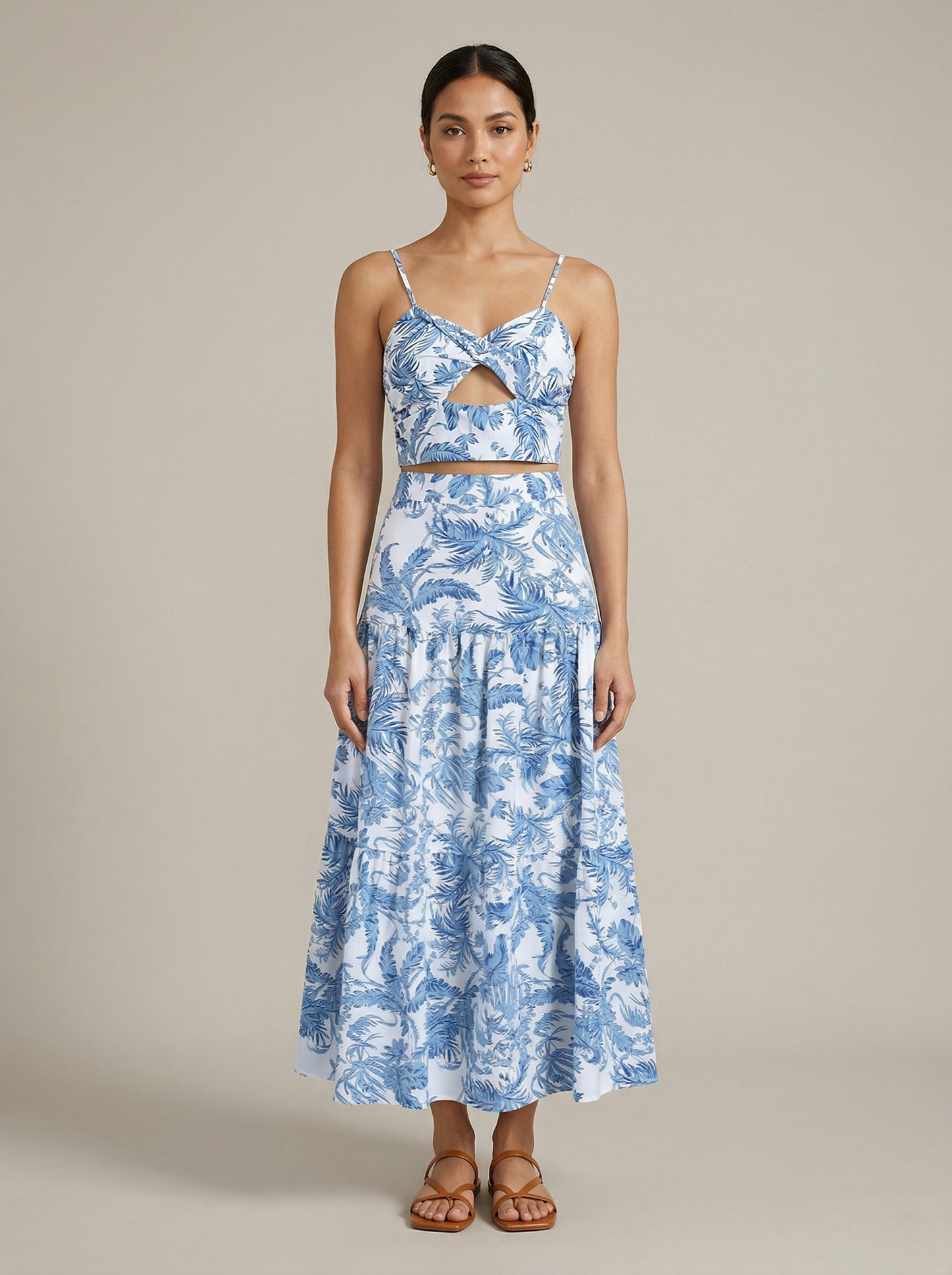 Ruœgy Ensemble Jupe Imprimée Bleue Femme
