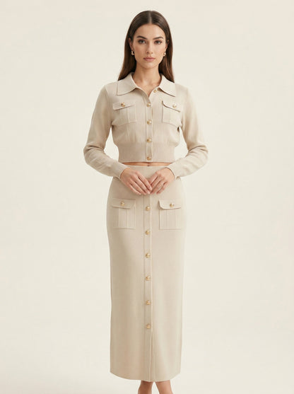 Ruœgy Ensemble Jupe Midi Et Cardigan Femme