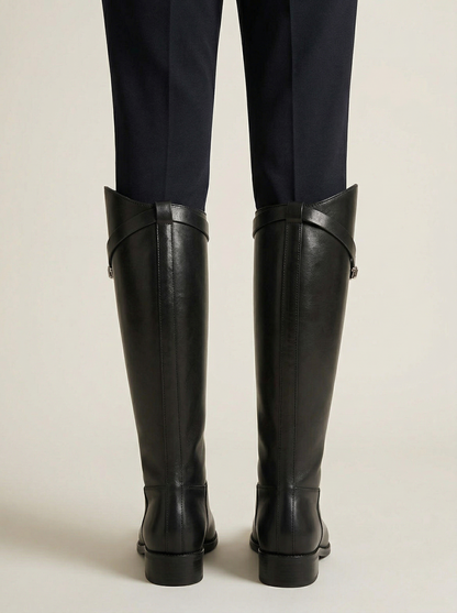 Ruœgy Bottes Noires Genou à Sangle Femme