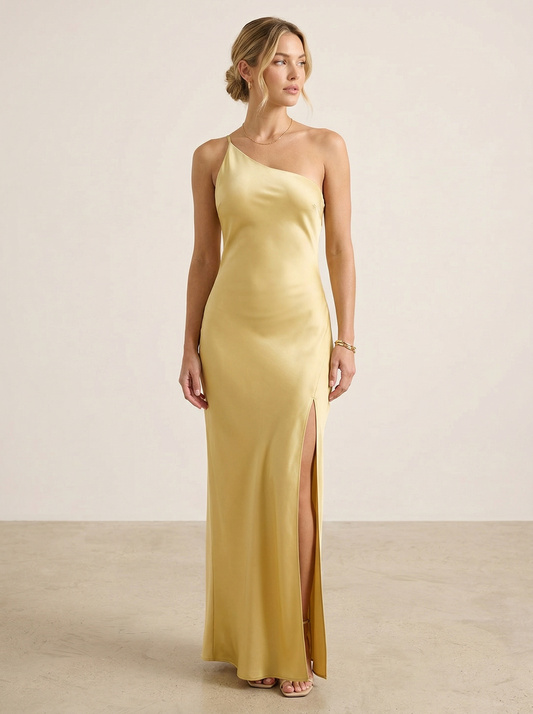 Ruœgy Robe Satinée Longue Asymétrique Femme