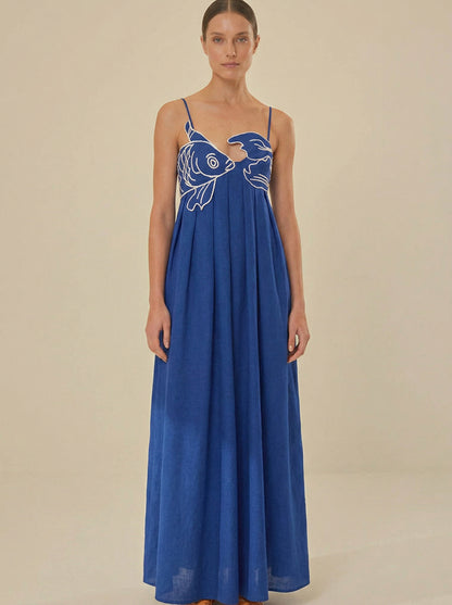 Ruœgy Robe Longue Brodée Femme