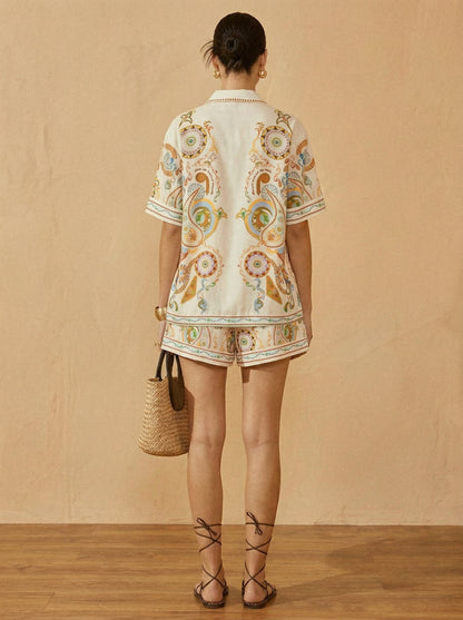 Ruœgy Ensemble Short Et Polo Imprimé Femme