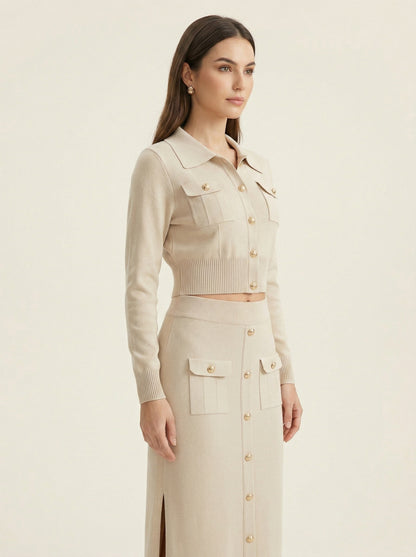 Ruœgy Ensemble Jupe Midi Et Cardigan Femme