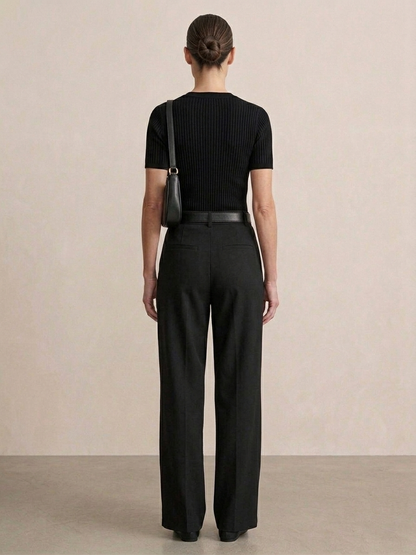 Ruœgy Pantalon Haute á Jambes Larges Femme