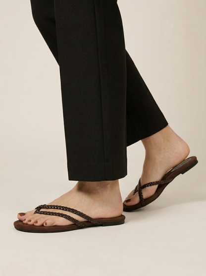 Ruœgy Sandales Plates Tressées Cuir Femme