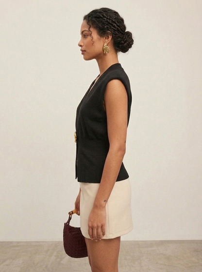 Ruœgy Gilet Sans Manches à Col En V Femme