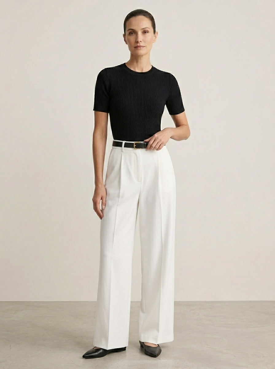 Ruœgy Pantalon Haute á Jambes Larges Femme