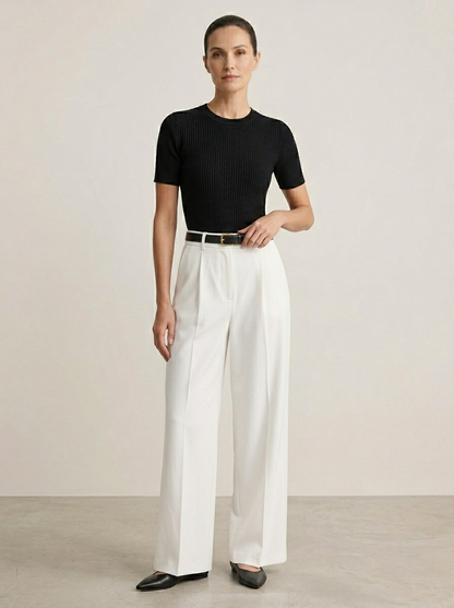 Ruœgy Pantalon Haute á Jambes Larges Femme