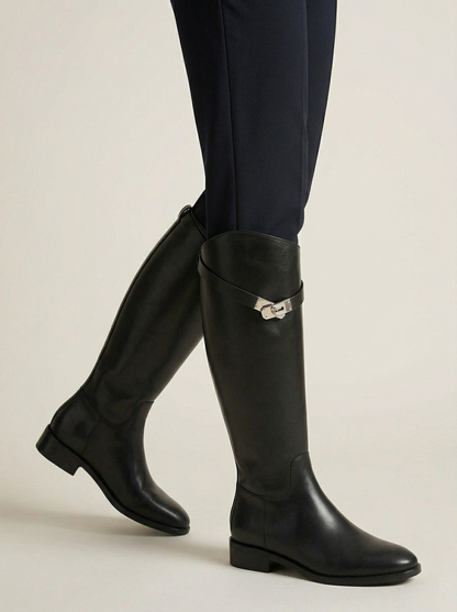 Ruœgy Bottes Noires Genou à Sangle Femme