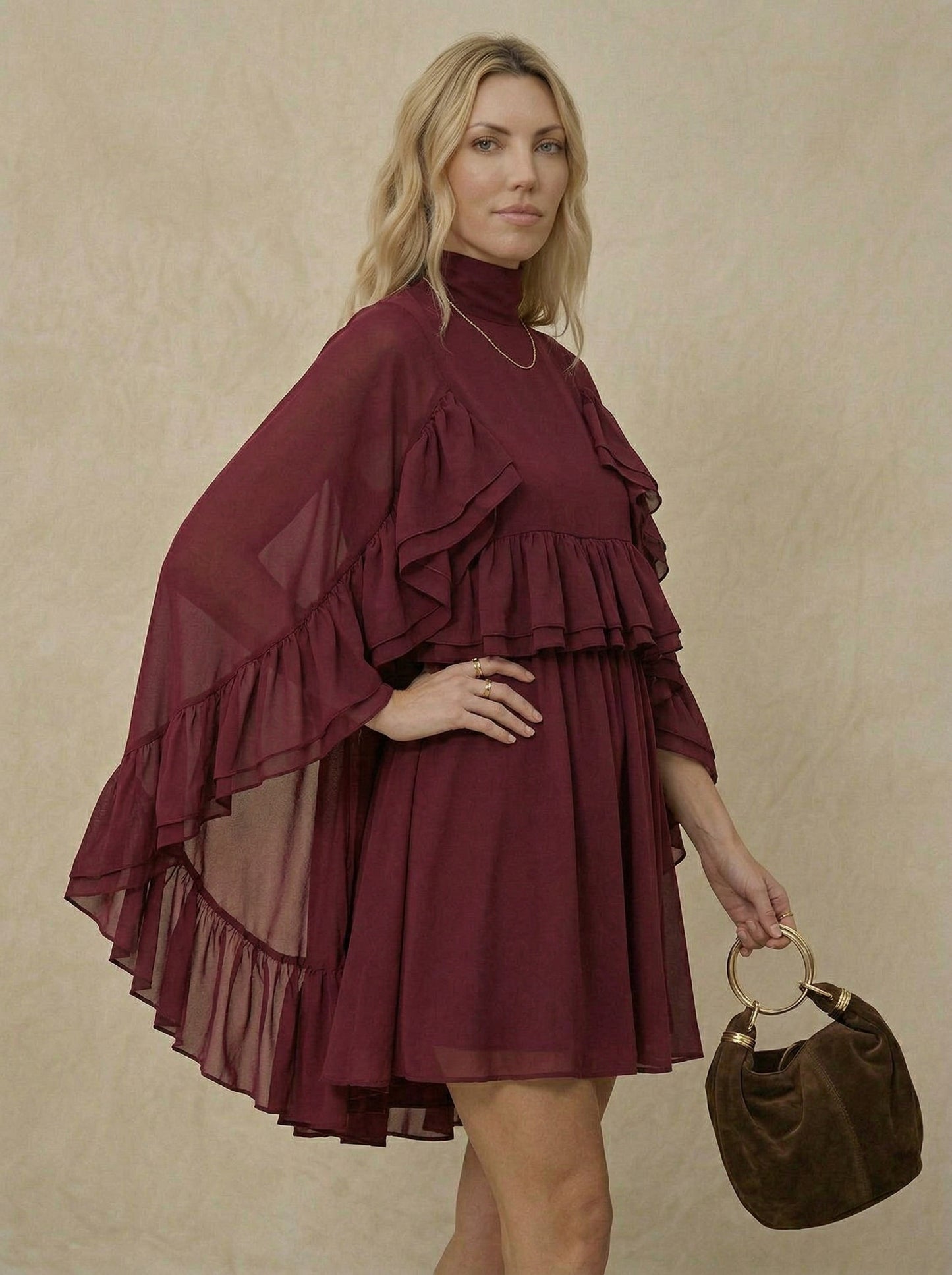 Ruœgy Robe à Volants En Mousseline Femme