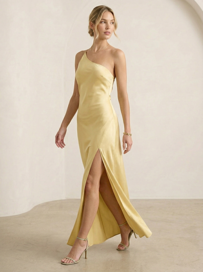 Ruœgy Robe Satinée Longue Asymétrique Femme