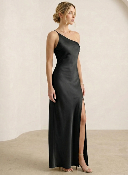 Ruœgy Robe Satinée Longue Asymétrique Femme