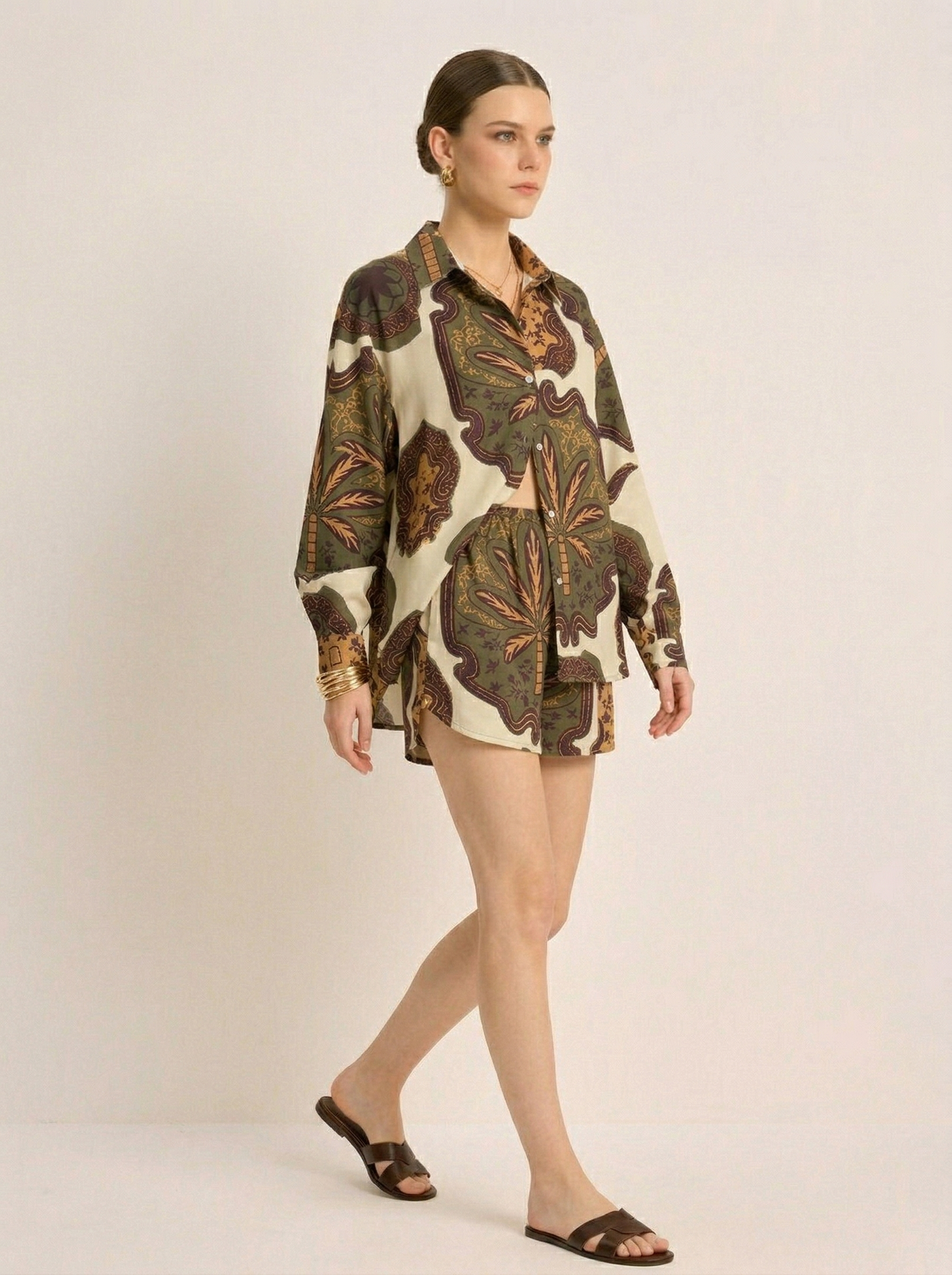 Ruœgy Ensemble Chemise Short Imprimé Femme