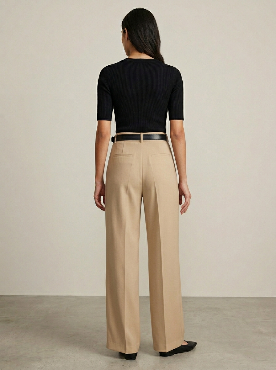 Ruœgy Pantalon Haute á Jambes Larges Femme