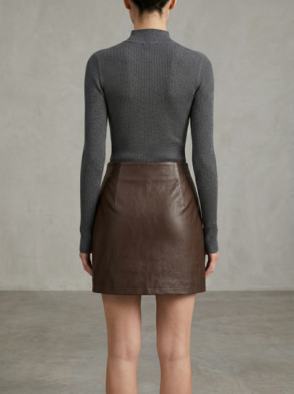 Ruœgy Jupe En Cuir Avec Détails Métalliques Femme
