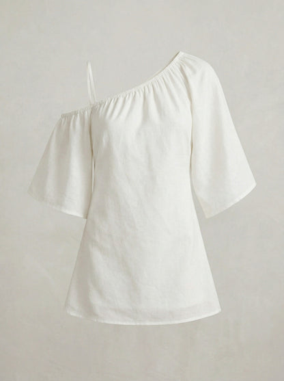 Ruœgy Robe Courte En Lin à Épaules Dénudées Femme