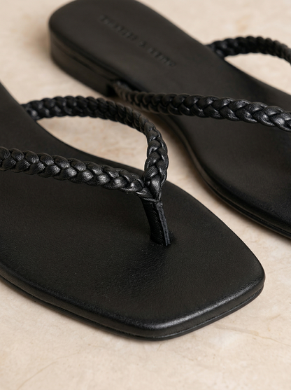 Ruœgy Tongs Cuir Bout Carré Femme
