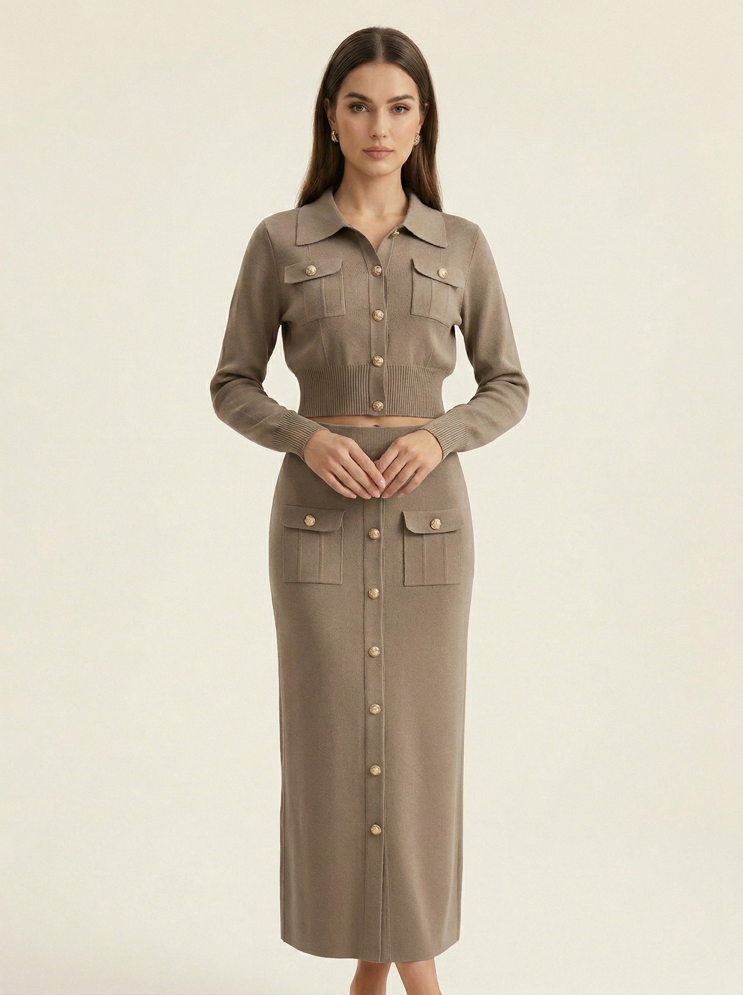 Ruœgy Ensemble Jupe Midi Et Cardigan Femme