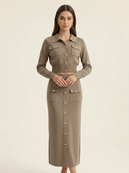 Ruœgy Ensemble Jupe Midi Et Cardigan Femme
