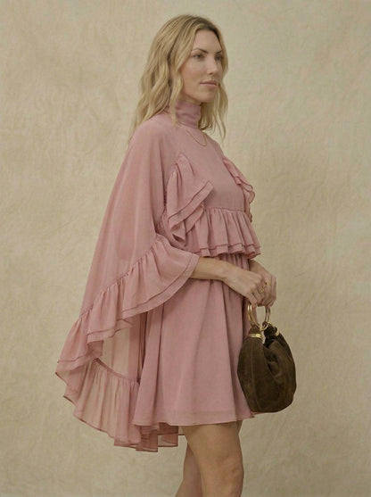 Ruœgy Robe à Volants En Mousseline Femme