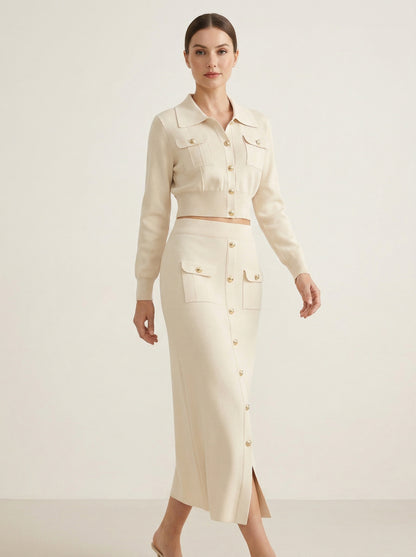 Ruœgy Ensemble Jupe Midi Et Cardigan Femme