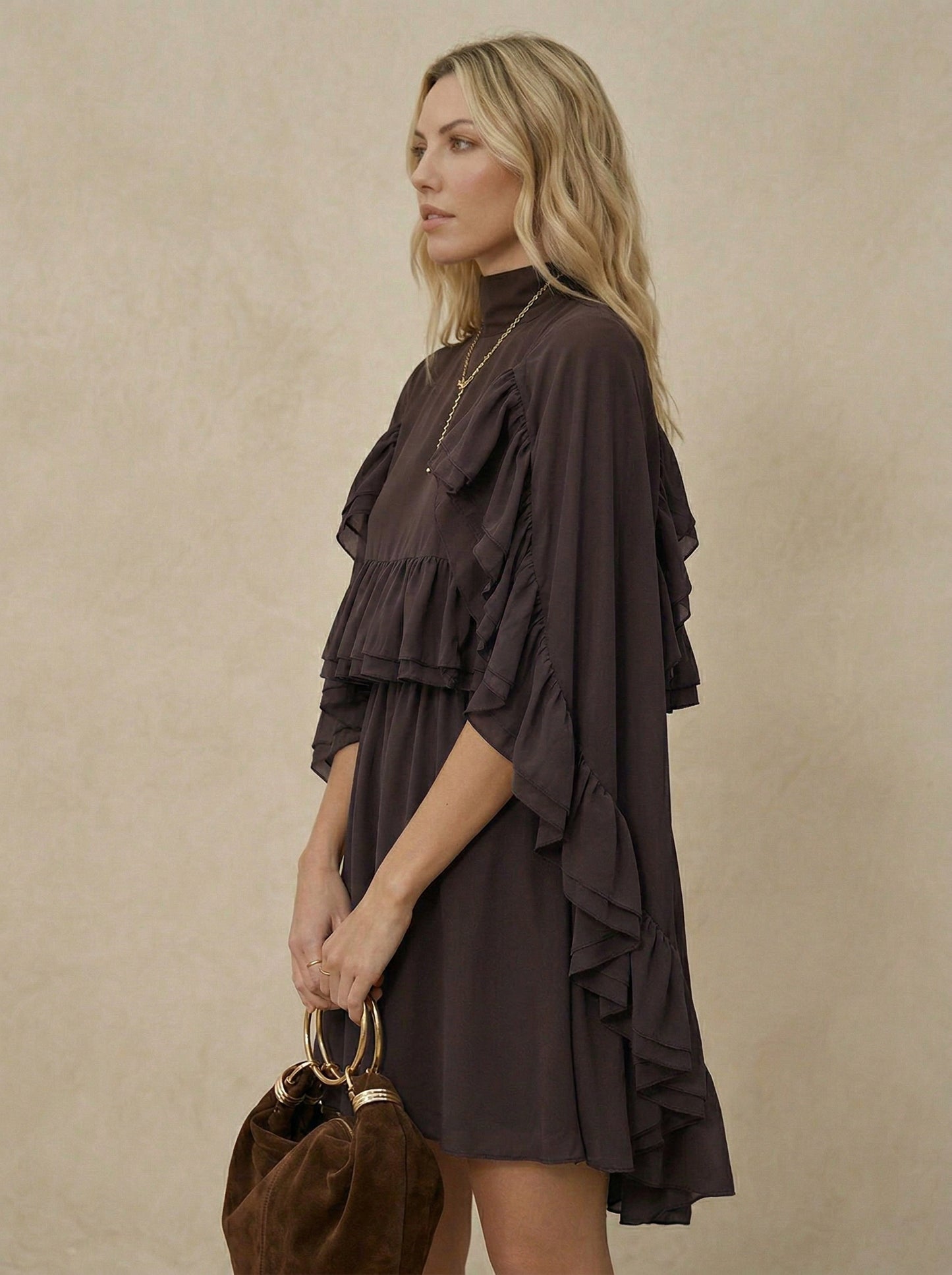 Ruœgy Robe à Volants En Mousseline Femme