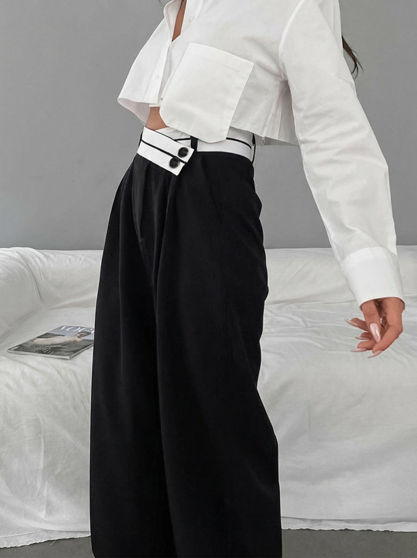 Ruœgy Pantalon Ample Asymétrique Femme