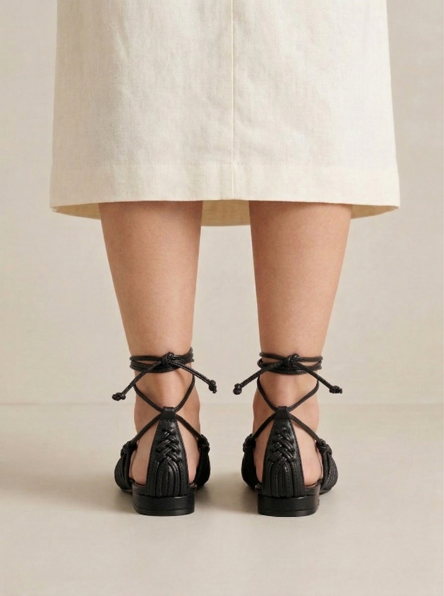 Ruœgy Sandales Cuir Tressé À Lacets Femme