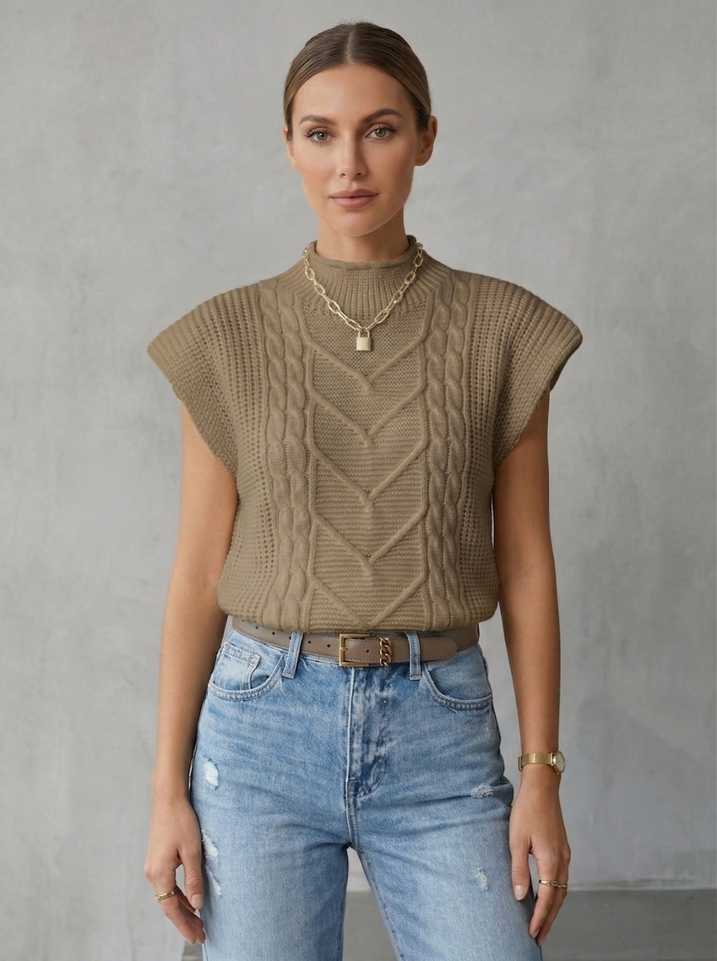 Ruœgy Pull Sans Manches Maille Femme