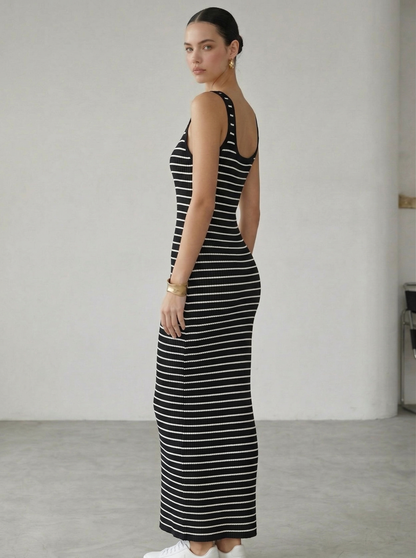 Ruœgy Robe Rayée Longue Old Money Femme
