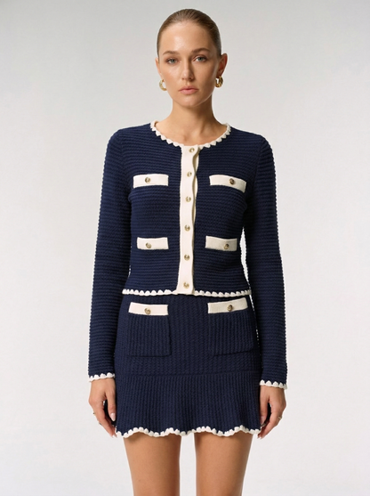 Ruœgy Cardigan Tricot Et Jupe Set Femme