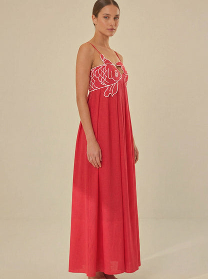 Ruœgy Robe Longue Brodée Femme