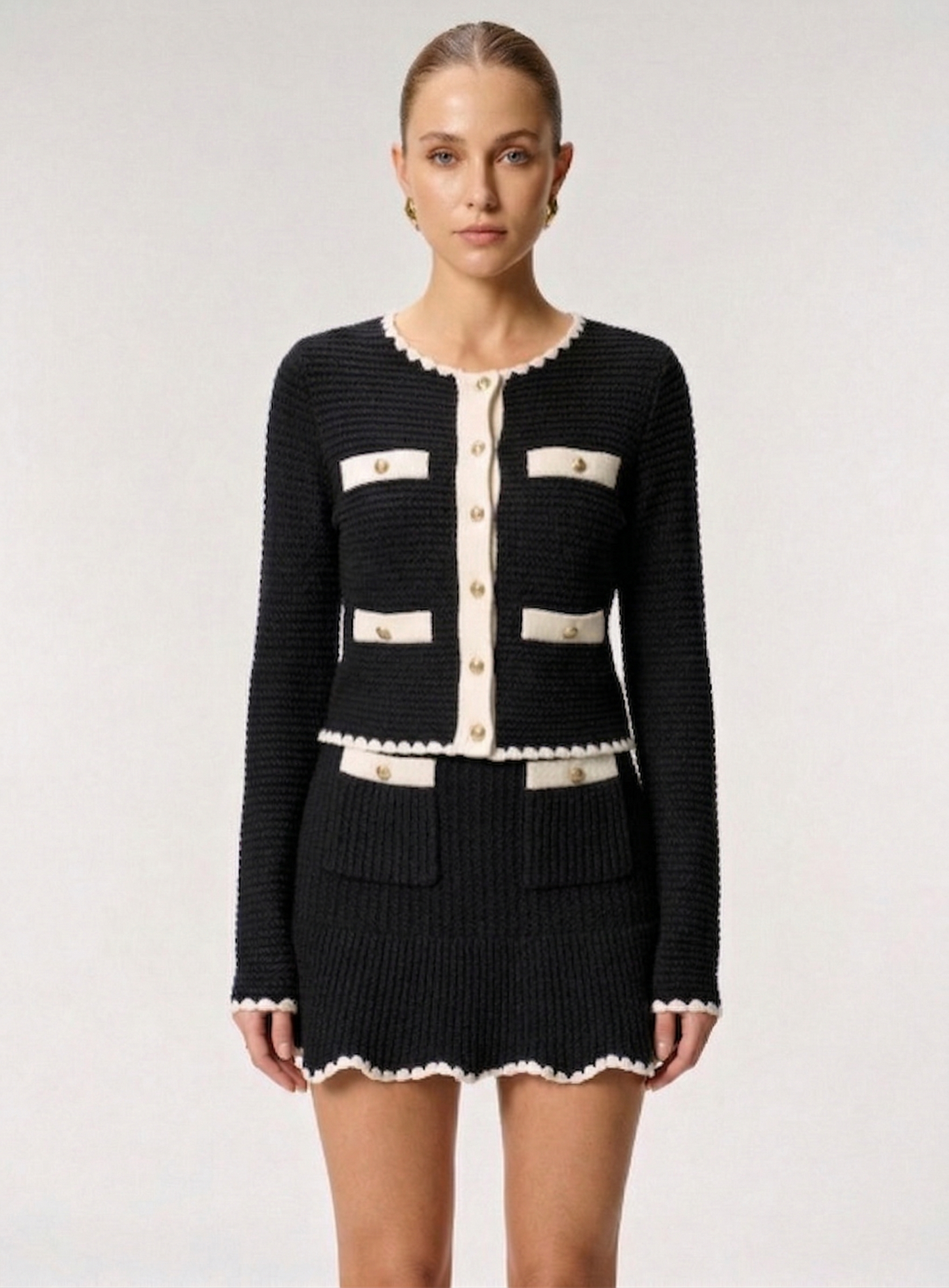 Ruœgy Cardigan Tricot Et Jupe Set Femme