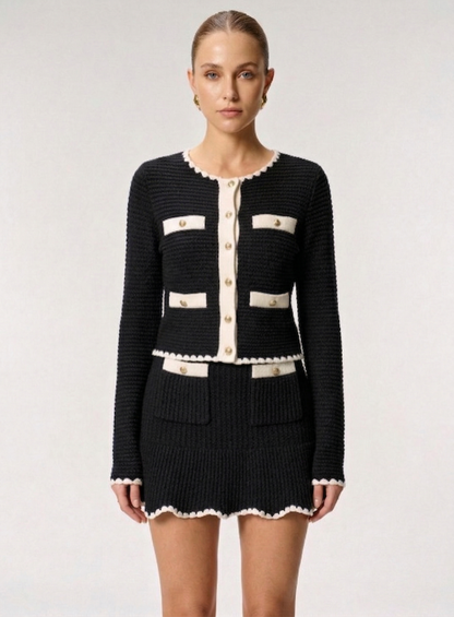 Ruœgy Cardigan Tricot Et Jupe Set Femme