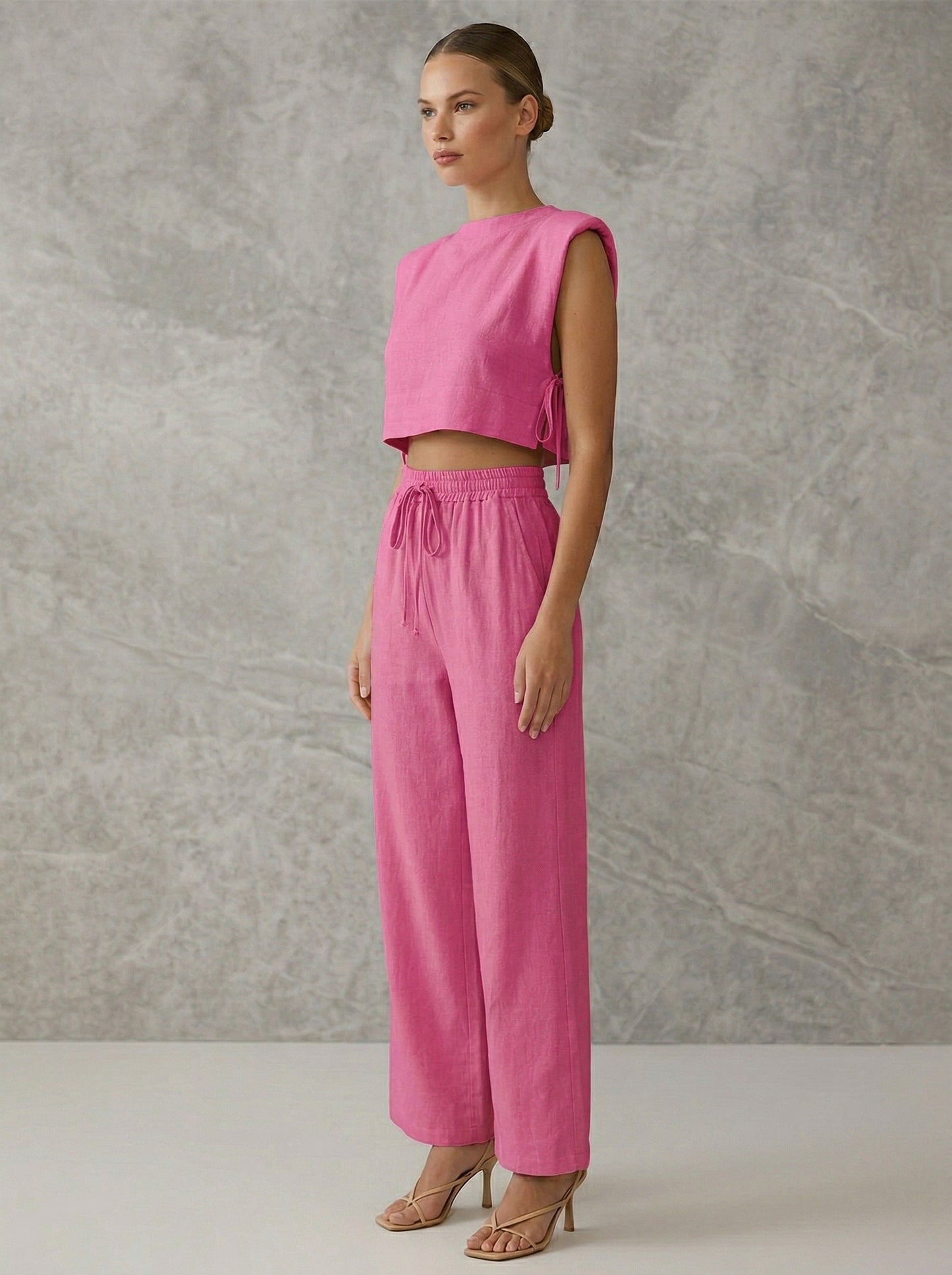 Ruœgy Ensemble Pantalon Large En Lin Femme